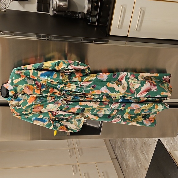 💕ALEMAIS💕 Arlo Shirt Dress ~ Multi-Color Abstract Watercolor Floral Print 8 - Picture 12 of 16